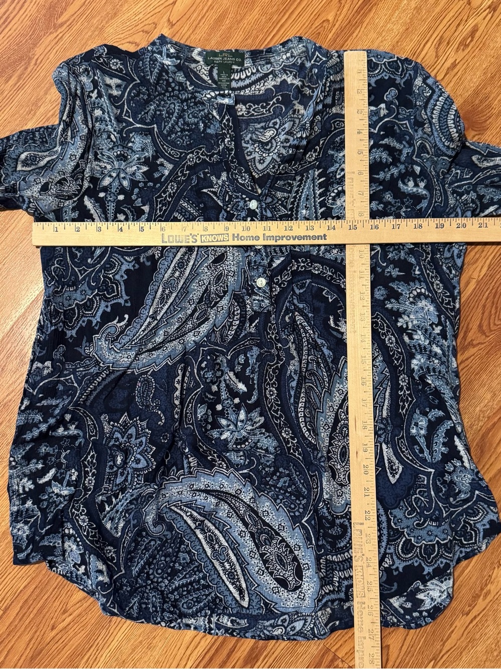 LRL Ralph Lauren Jeans Co Womens Shirt Size Large Paisley Career Classic Modern - Picture 9 of 9
